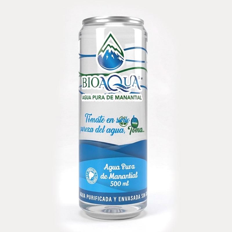 Lata de Agua Purificada BIOAQUA de 500 ml